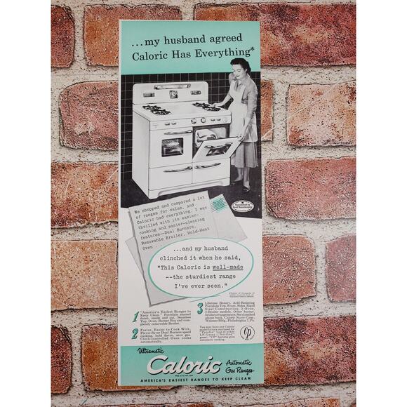 1950 Caloric Gas Range Happy Housewife Showing Off Kitchen Stove Vtg Print Ad - Picture 6 of 6